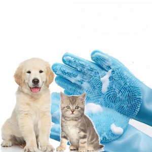 Massage Gloves Bath Grooming Dog Cleaning Washing Bathing Tool Shampoo Hand Comb Silicone Pet Brush