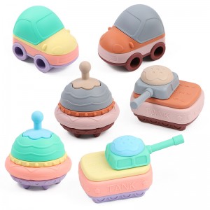 Education Silicone Car Stacking Building Blocks Stackers Toddler Toys For Children DIY Car Toys