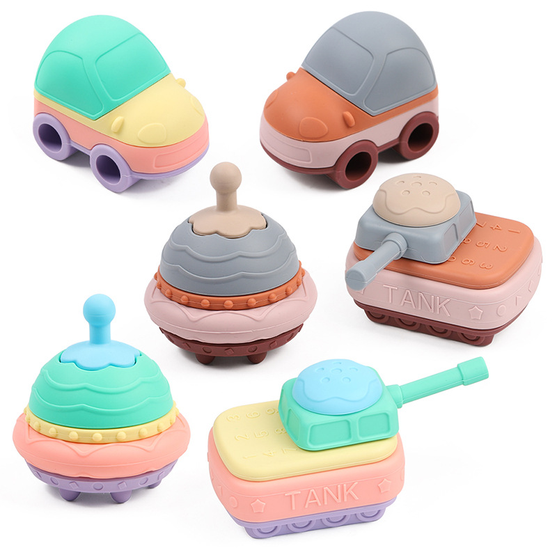Education Silicone Car Stacking Building Blocks Stackers Toddler Toys for Tamariki DIY Car Toys