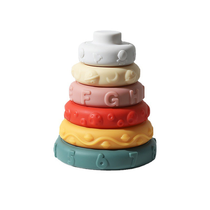 Montessori Sensory Grade Toy Fine Motor Skills Toddlers Babies Silicone Stack Tower
