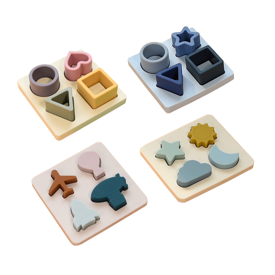 Baby Silicone Teething Jigsaw Puzzle Montessori Sensory Toys