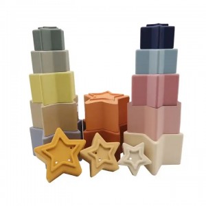 Hot Sale Baby Tower Leuleus Blok Gedong Toys Silicone Star Stacking Cups
