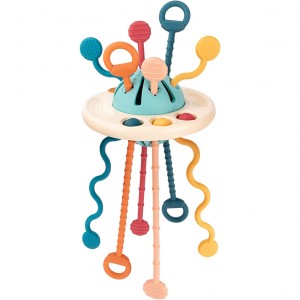 Juguete sensorial de silicona Montessori para bebé, juguete de actividad con cuerda de viaje para niños pequeños