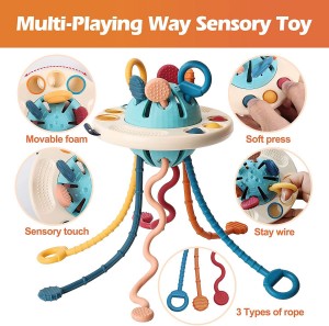 Baby Sensory Montessori Силикон Toy Travel Pull String Activity Toy Toddlers үчүн