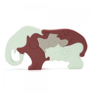 Elephant Shape Bpa Free Teether Baby Natural Rubber Silicone Stacks Para sa mga Bata