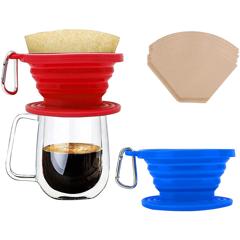 Eco-friendly Fold Reusable Pour Over Dripper Silicone Folding Coffee Filter