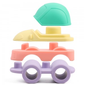 ການສຶກສາ Silicone ລົດ stacking ການກໍ່ສ້າງຕັນ Stackers Toddler Toddler ສໍາລັບເດັກນ້ອຍ DIY Car Toys
