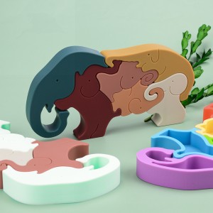Elephant Shape Bpa Free Teether Baby Natural Rubber Silicone Stacks ສໍາລັບເດັກນ້ອຍ