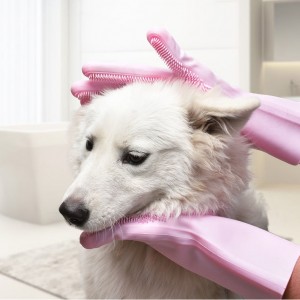 Magirovhosi Kugezesa Kugezera Imbwa Kuchenesa Kugezera Kugezera Tool Shampoo Hand Comb Silicone Pet Brush
