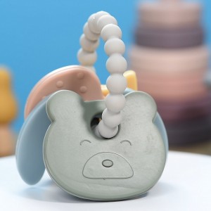 Heta 100 % naturliga gummibitringar Tecknad Tuggad Shaking Baby Toy Silikonbitring
