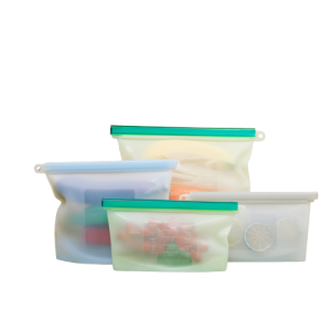 Leakproof Flat Collapsible Grade Reusable Clear Bags Silicone Food Storage Bag