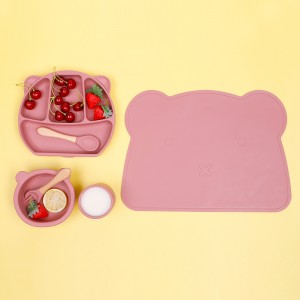 Vaikų indų lėkštės dubenys Vaikų kūdikių maitinimo padalintas silicio siurblys kūdikių stalo reikmenų rinkinys