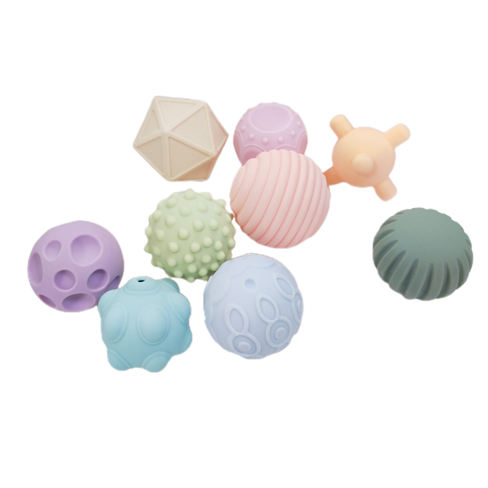 Монтесори играчки за бебиња со мека текстура, мулти-силиконски сензорни играчки за топчиња