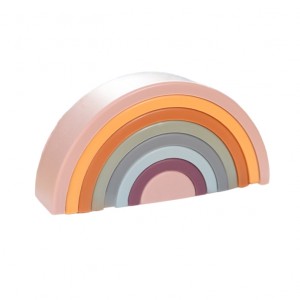 Ụmụaka Soft Rainbow Ọmarịcha Ọzụzụ Ụgbọala Na-egbochi Ụlọ Elu Toy Silicone Stacking Toys