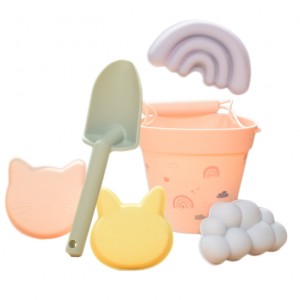 I-Outdoor Eco Friendly Summer Kids Sand Set Silicone Beach Bucket Toy