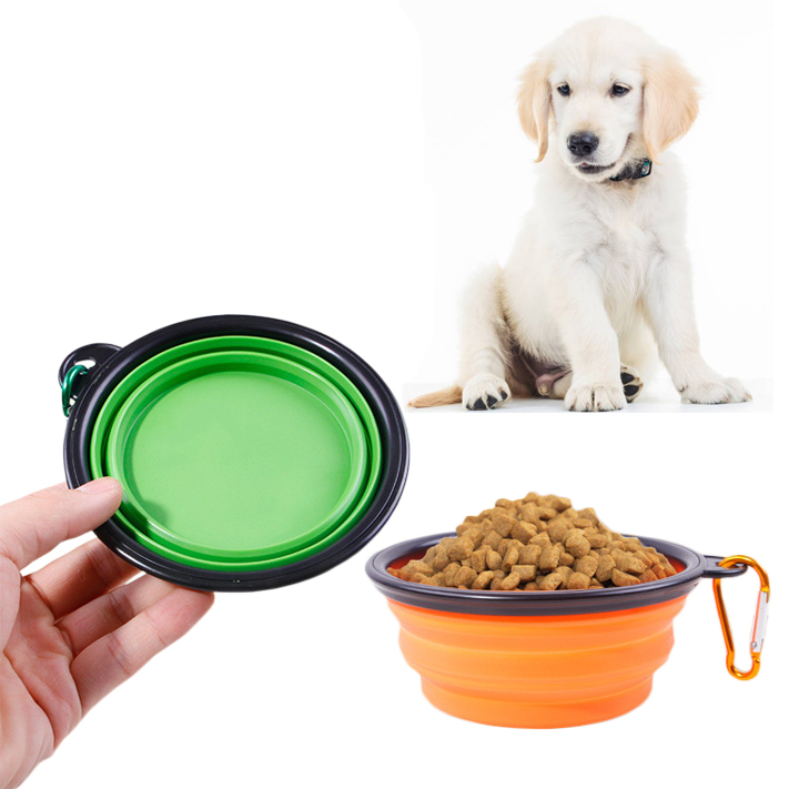 Customized Travel Portable Folding Bowls na May Carabiners Silicone Dog Bowl