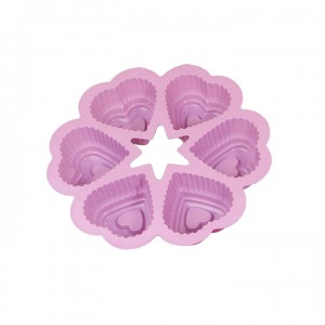 6 Cavities Heart Shape Mould Pudding Jelly Para sa DIY Baking Silicone Cake Molds