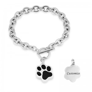 Dog Paw Print Cremation Jewelry for Ashes Memorial Urn Bangle for Pet Stainless Steel Urn Bracelet Ashes Holder Dropshipping