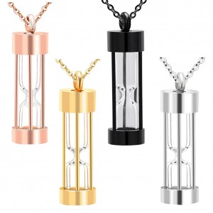 Eternity Memory Hourglass Urn Necklace Memorial Cremation Jewelry Stainless Steel Pendants Locket Holder Ashes for Pet/Human