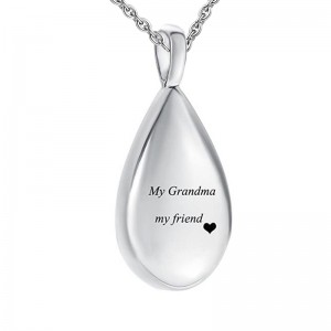 Personalize Carved Teardrop Urn Necklace for Ashes Keepsake Grandma/Grandpa Memorial Jewelry Stainless Steel Necklace Pendant