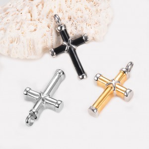 Classic Cremation Jewelry for Ashes Cross Urn Necklace Pendant Stainless Steel Gold Black 3 Colors Ashes Memorial Pendant