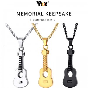 Men Guitar Style Cremation Necklaces Keepsake Gifts Jewelry Stainless Steel Music Lover Souvenir Can Be Open