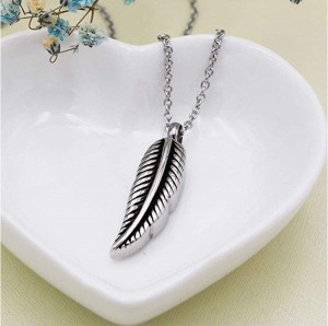 S925 sterling silver necklace Feather can open urn pendant