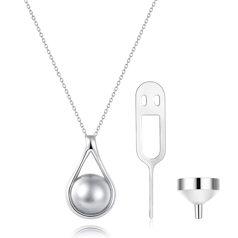 s925 sterling silver necklace drop-shaped skeleton urn pendant