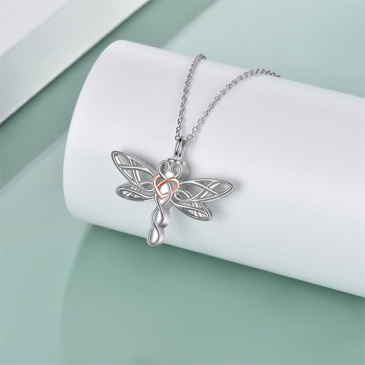 S925 Sterling silver Necklace Feminine cute little dragonfly urn necklace jewelry to commemorate pet loved ones