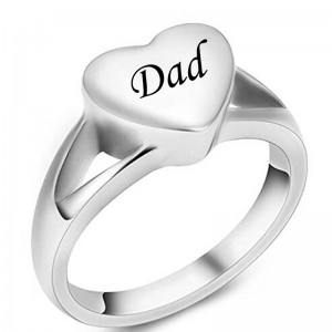 Custom Engraving Stainless Steel Heart/Round Cremation Urn Ring Hold Loved Ones Ashes Finger Ring Memorial Jewelry