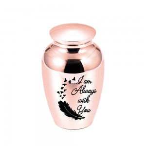 Cremation Urn With Feather Carved Aluminum Alloy Cremation Jar To Commemorate Deceased Relatives And Pets