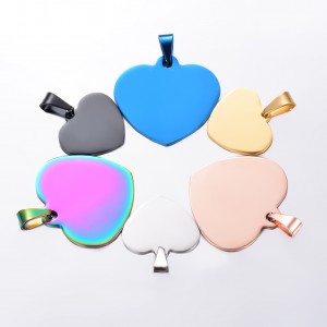 Wholesale Unisex Minimalis Stainless Steel Dog Tag Heart Pendant Necklace High Polished necklace chain jewelry gifts