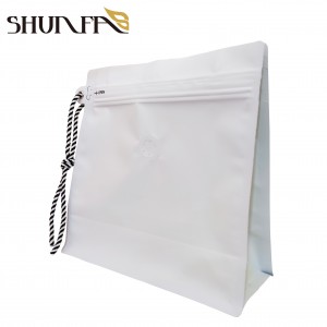Flat Bottom Pouch with String Aluminum Foil Coffee Packaging Bag with Valve