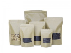 Spot Wholesale Degradable Environmental Protection Kraft Paper Window Zipper Bag-Food Packaging Bag