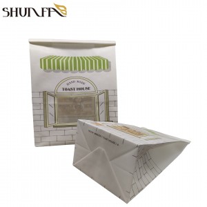 Custom Printing White Kraft Paper Tin Tie Packaging with Window Toast Food Paper Bag