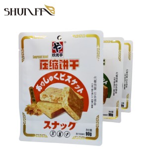Compressed Biscuit Packaging Custom Design Flat Bottom Food Grade Packing Bag