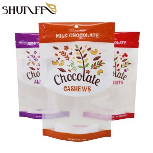Whosale Snack Food Packaging Milk Chocolate Nuts Custom Printing Packing Zipper Bag