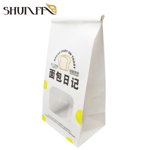 White Kraft Paper with Window Tin Tie Baked Food Bread Packaging Bag