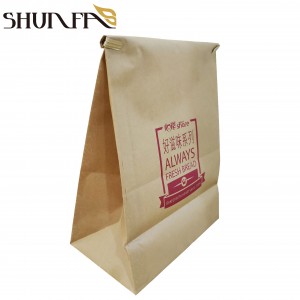 Customized Logo Take Away Brown Kraft Paper Food Square Bottom Tin Tie Bag