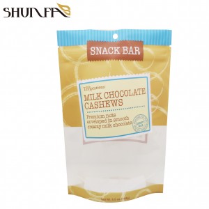 Wholesale Custom Printing Chocolate Snack Stand-up Packaging Plastic Zipper Bag
