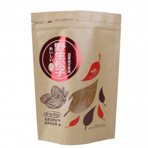 Customize Printing Food Grade Nut Packaging Stand-up Pouch Kraft Paper Bag With Window