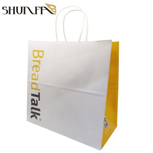 Wholesale Sopping Handbag Fashion Gift White Kraft Paper Carrier Bag