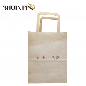 Custom Logo Brown Kraft Paper Eco-Friendly Takaway Packing Shopping Bag