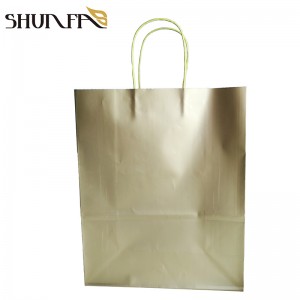 High Quality White Kraft Paper Square Bottom Tote Carrier Shopping Gift Bag