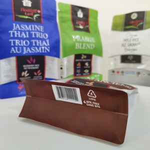 Flat Bottom Grain Food Packaging 100% Recyclable PE Zipper Bag