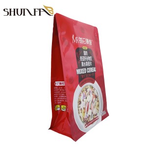 Custom Packing Pouch Cornmeal Food Grade Eight-Side Sealing Flat Bottom Packaging Bag