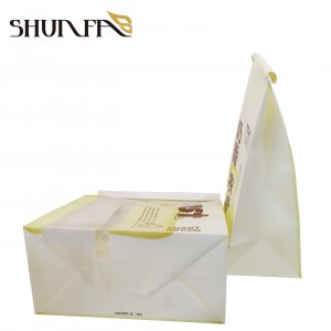 Wholesale White Kraft Paper Square Bottom Toast Bread Packing Bag with Tin Tie