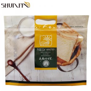 Wholesale Keep Fresh Bread Food Packaging Stand-up Zipper Bag with Handle