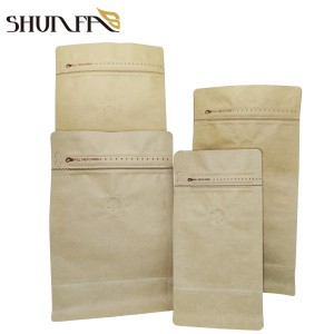 Stand up Pouches Coffee Bean Storage Brown Kraft Paper Bag with Valve