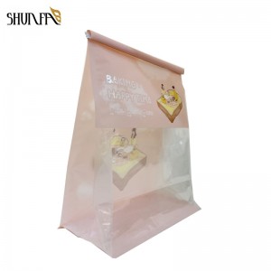 Eco Friendly Kraft Paper Breaad Bag Flat Bottom Bag with Transparent Window